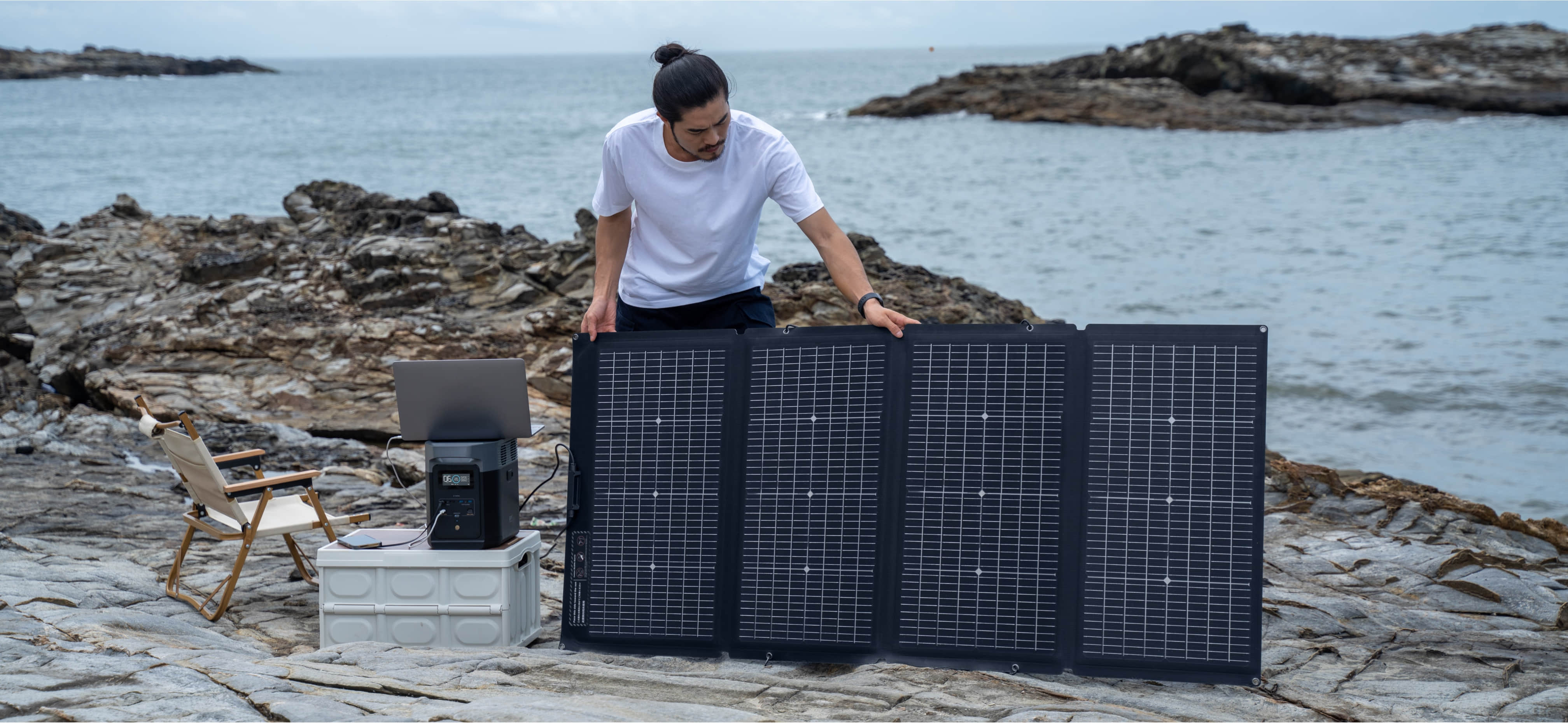 Pick from a range of solar panels to get the speed you need (110W, 160W, 220W, 400W). With that, you’ve got access to free energy anywhere.
* With 2 × 220W Portable Solar Panel