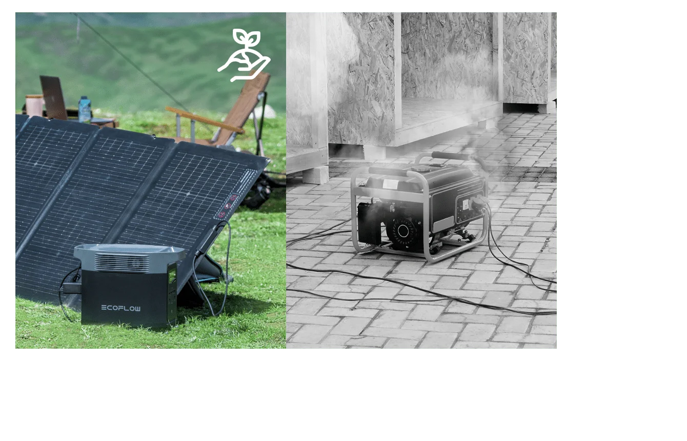 DELTA Pro offers a more sustainable power solution. Without maintenance costs or purchasing gas, save at least 5× as much money compared to the lifetime cost of a gas generator. Connect DELTA Pro to your existing solar panels to harness clean energy without producing emissions, noise, or experiencing energy conversion losses. Easily store spare electricity to power your home at night and reduce energy bills.