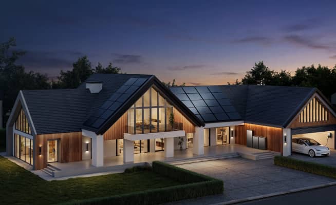 EcoFlow Ocean Solar battery overview showing integrated whole-home backup,battery safety,real savings,faster installer and 1+8+N Ecosystem